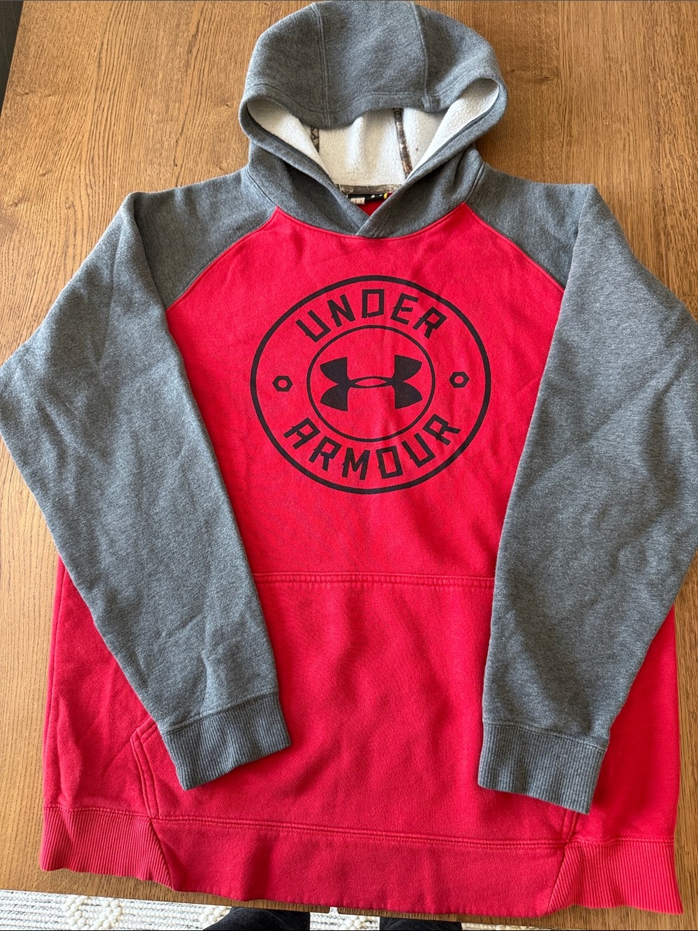 Under Armour Red and Gray Crewneck Hoodie with Center Logo
